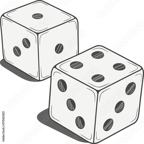 White 3D Dice Vector Image – Realistic Style for Graphic Design