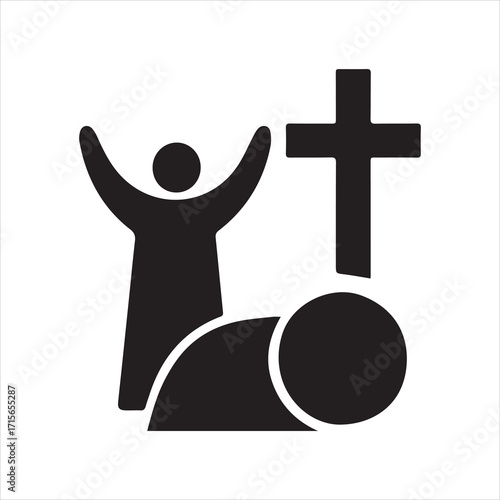 Resurrection icon silhouette vector with white background