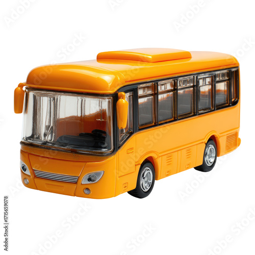 Orange toy bus, front view