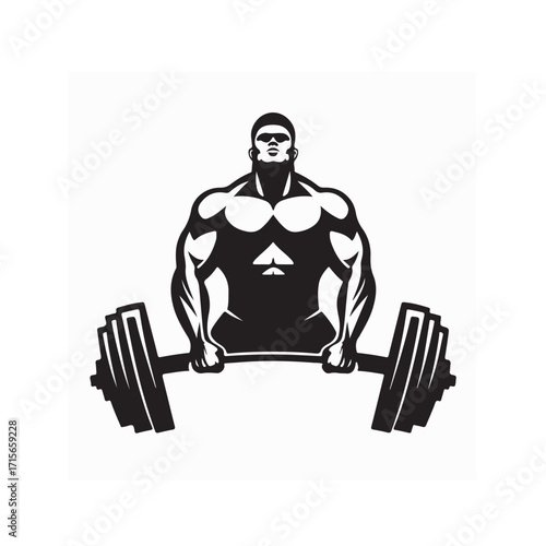 Strongman Powerlifting Silhouette Logo Vector on white background
