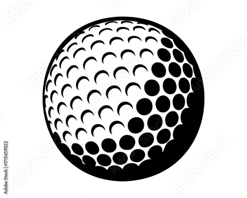 Golf ball vector silhouette, minimalist sports equipment icon design
