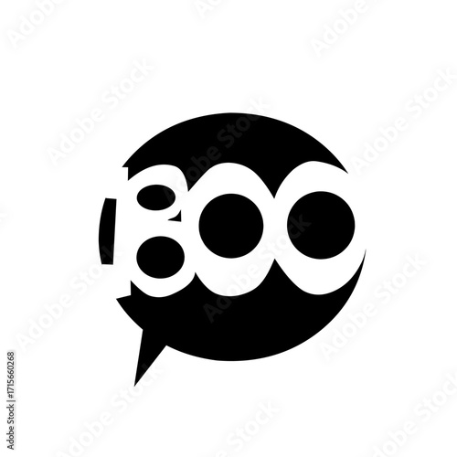 Black silhouette illustration of a speech bubble with the word "BOO," commonly used as a spooky or playful Halloween symbol.