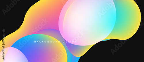 Abstract colorful blobs overlap, creating vibrant gradients. Background features smooth transitions, modern design elements.