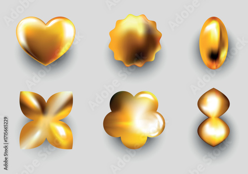 3D Luxurious Gold Shapes Design