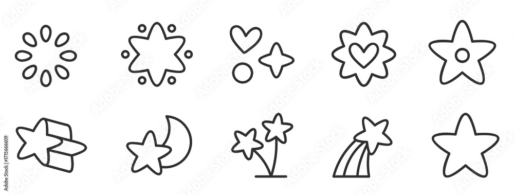 Fototapeta premium Black star shape icon collection vectors