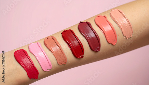 Close-up of Makeup Swatches on a Woman's Arm