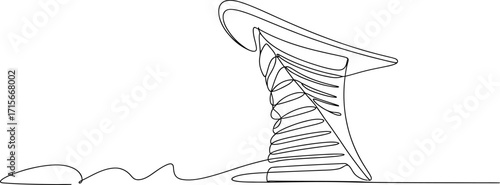 Detailed line drawing of a radio telescope dish antenna ready for signal reception vector