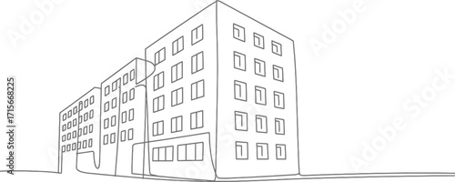 Sketch of a modern apartment building facade with windows and balconies evoking architectural design and urban living concepts vector