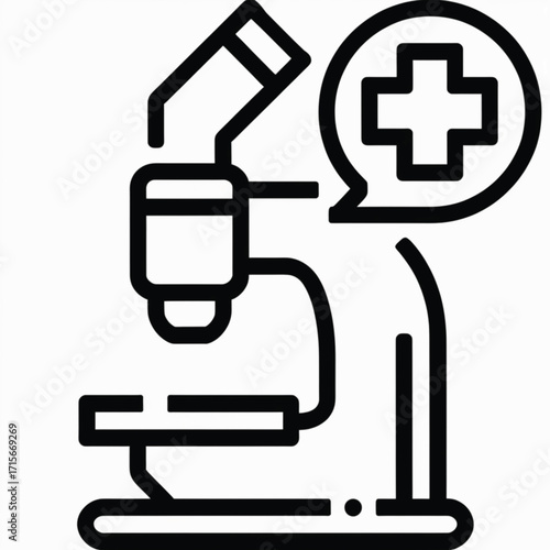 Microscope with medical cross symbol, suggesting medical research or scientific analysis in healthcare.