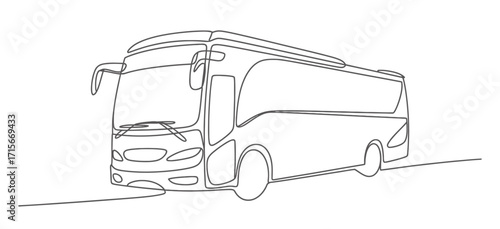 Modern bus transportation vehicle outline sketch realistic drawing style for commercial and travel concepts vector