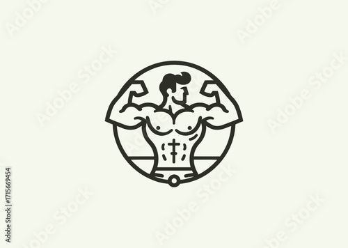 A minimalist line art logo of Hercules, symbolizing strength, heroism, and resilience