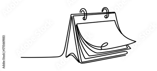 A stylized line drawing of a flip calendar with pages turning showing the concept of time passing vector