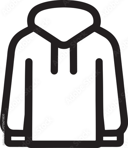 Hoodie outline icon silhouette vector illustration for fashion, casual wear, clothing, style and design.