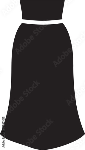 Maxi skirt line icon silhouette vector illustration for fashion, clothing, apparel design and boutique branding.