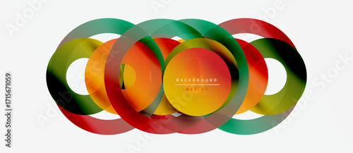 Abstract colorful circles overlap. Modern design element, vibrant hues create dynamic composition. Background features text background design.