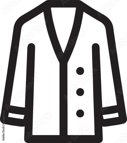 Cardigan line icon silhouette vector illustration for fashion, knitwear, clothing, style and wardrobe design.