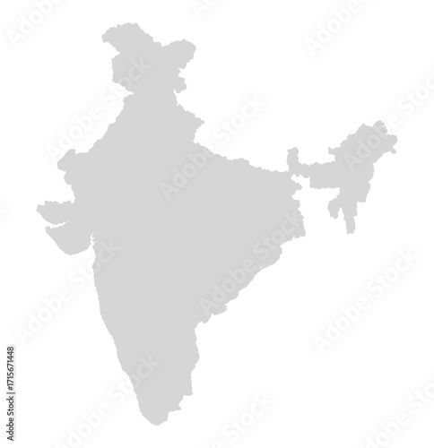 Vector illustration of India map silhouette showing country borders and boundaries. Simple flat outline design suitable for education, geography, infographic, travel, business, and presentation use.