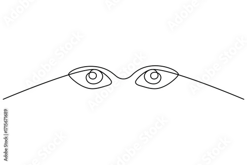 Continuous one line drawing of human eye design. Human eye retina in one continuous line.