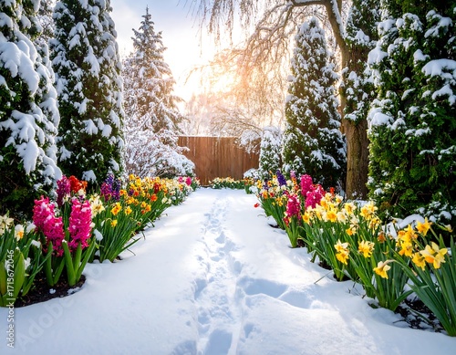 Winter wonderland garden path