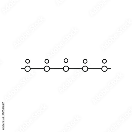 Minimalist timeline graphic with connected points and nodes.
