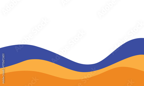 Blue and orange geometric business banner design. Creative banner design with wave shapes and lines for template. Simple design on white horizontal banner. Eps10 vector