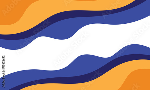 Blue and orange geometric business banner design. Creative banner design with wave shapes and lines for template. Simple design on white horizontal banner. Eps10 vector