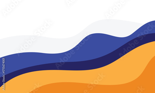 Blue and orange geometric business banner design. Creative banner design with wave shapes and lines for template. Simple design on white horizontal banner. Eps10 vector