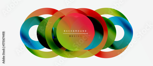 Abstract colorful circles overlap. Modern design element, vibrant hues create dynamic visual impact. Background features text label.