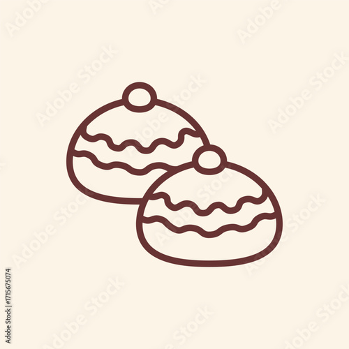 Delightful duo of sweet jelly doughnuts with chocolate swirls, perfect for bakery branding and festive food concepts