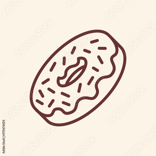 Whimsical outline donut with colorful sprinkles, a delightful treat for any design project seeking a touch of sweetness and fun.