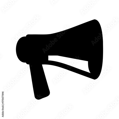 Silhouette image of a megaphone, public address system used for announcements