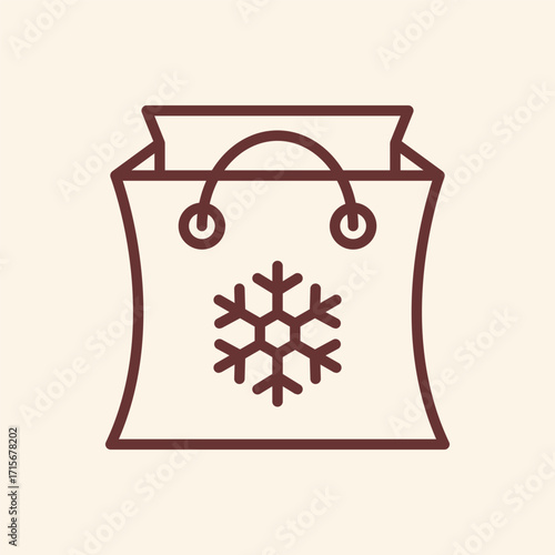 Chic shopping bag adorned with a delicate snowflake, perfect for festive gift-giving and seasonal promotions, evoking winter charm and elegant commerce.