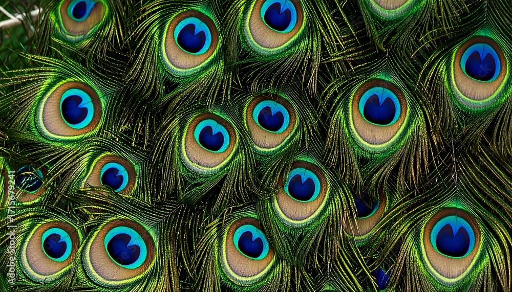Fototapeta premium Peacock feather detail close-up