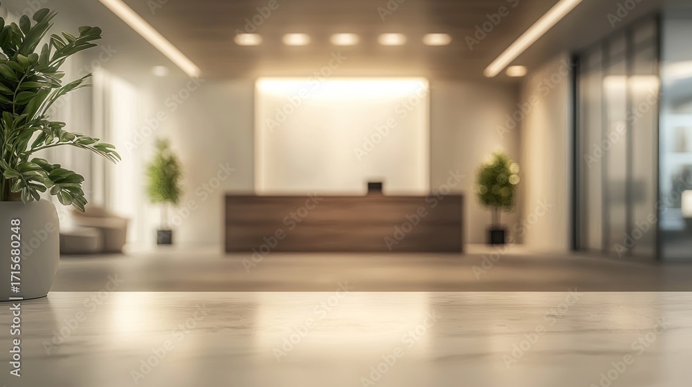 Obraz premium Modern Office Reception Area with Marble Table