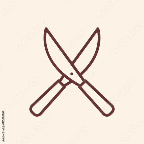 Sharp garden shears expertly crossed ready for pruning and landscaping tasks in a minimalist design