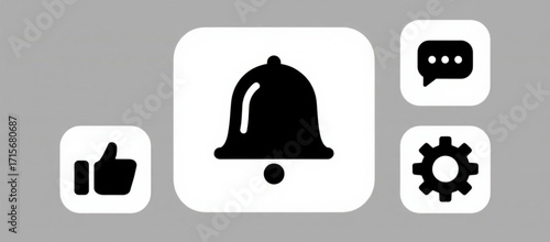 Notification Icons Bell, Like, Chat, Settings