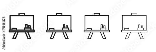 Chalkboard Icon Set With Multiple Line Styles Vector Illustration. 