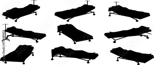 vector silhouette woman lying in hospital bed .Generative AI
