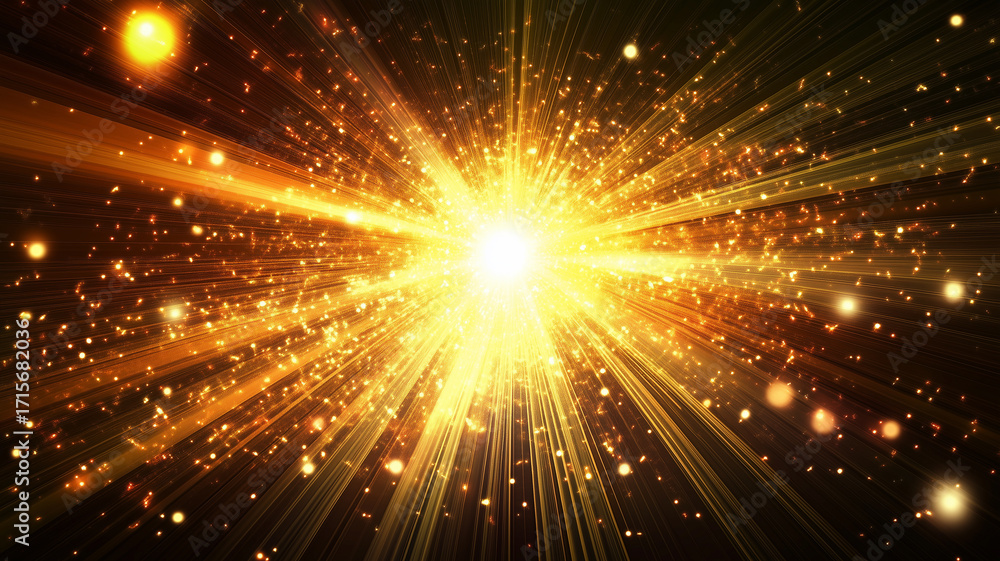 Naklejka premium Flash rays abstract background design. Explosive light speed rays effect. Flash of bright yellow light. AI artwork. 