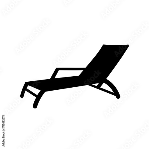 Simple graphic of a stylish black chaise lounge perfect for poolside relaxation