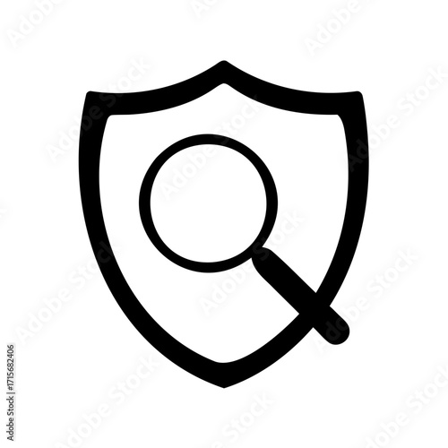 Security check and analysis for data protection using magnifying glass icon
