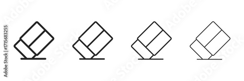Eraser Icon Set With Multiple Line Styles Vector Illustration. 