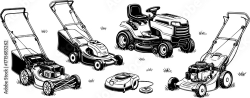 . Vector illustration of gardening grass-cutter.