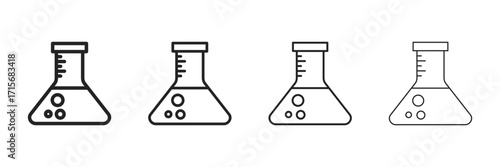 Laboratory Icon Set With Multiple Line Styles Vector Illustration. 