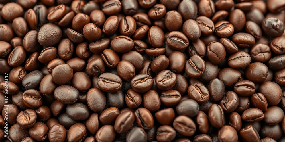 Obraz premium Close-up of organic coffee beans, rich brown hues, earthy tones, brown, robusta