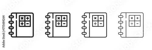 Math Icon Set With Multiple Line Styles Vector Illustration. 