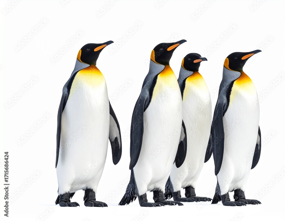Fototapeta premium Group of cute penguin isolated on white background