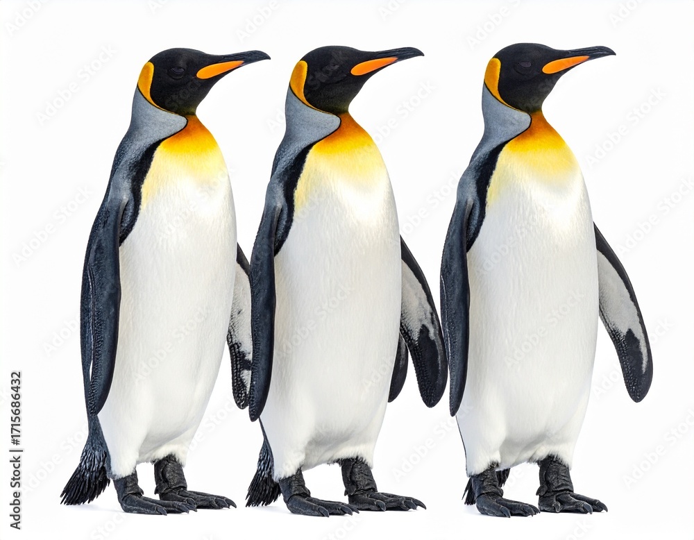 Fototapeta premium Group of cute penguin isolated on white background 