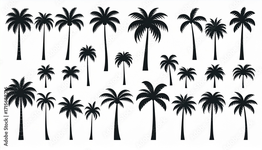 Fototapeta premium Illustration of different kind of palm trees