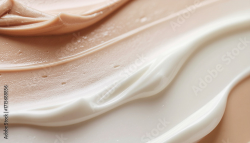 Abstract Macro Shot of Light and Dark Cosmetic Cream Swatches